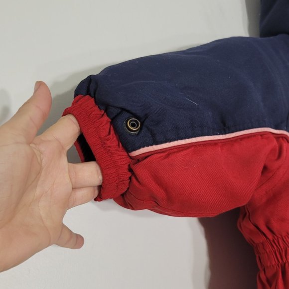 Mini Ungava Baby Toddler Hooded Snow Suit Red Blue Zippered Faux Fur Trim 12Mon - Picture 3 of 14